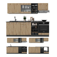 Vicco Cucina componibile Rovere artigianale/antracite 240 cm , PL Marmo