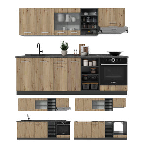 Vicco Cucina componibile Rovere artigianale/antracite 240 cm , PL Marmo