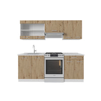 Vicco Cucina componibile Rovere artigianale/bianco 200 cm senza piano di lavoro