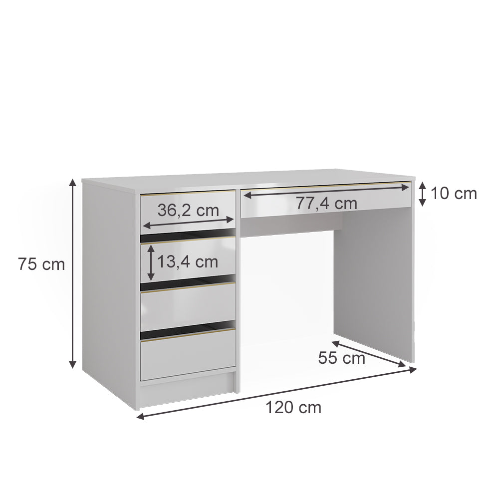 Vicco Tavolo da toeletta Bianco/Oro 55 cm Senza specchio