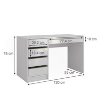 Vicco Tavolo da toeletta Bianco/Oro 55 cm Senza specchio