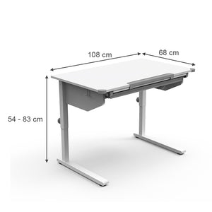 Vicco Scrivania per bambini Bianco 108 x 68 cm Regolabile in altezza