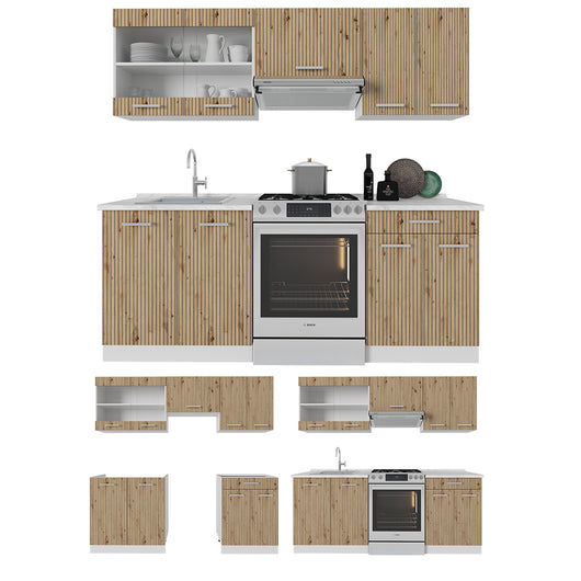 Vicco Cucina componibile Rovere artigianale/bianco 200 cm , PL Antracite