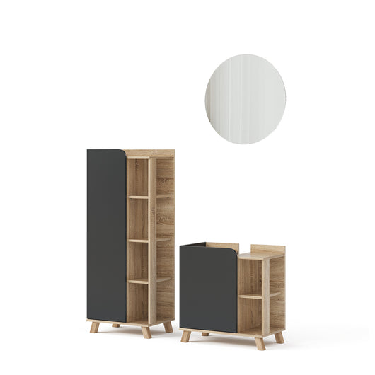 Vicco Set di mobili da bagno Antracite 3 parti