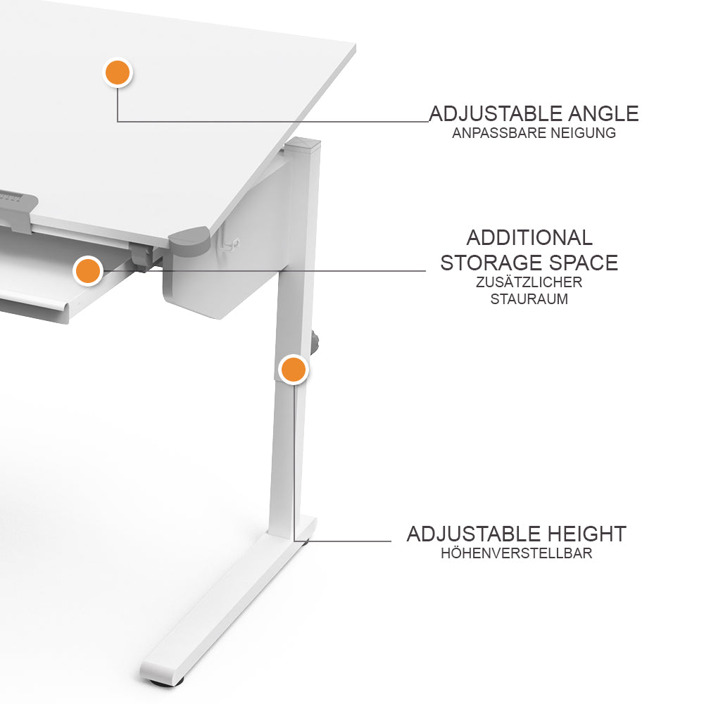 Vicco Scrivania per bambini Bianco 108 x 68 cm Regolabile in altezza