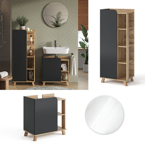 Vicco Set di mobili da bagno Antracite 3 parti
