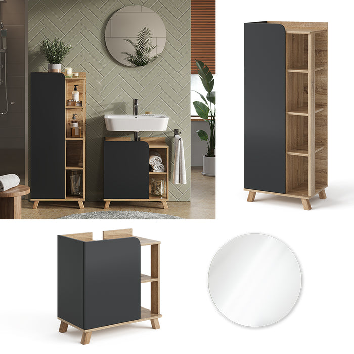 Vicco Set di mobili da bagno Antracite 3 parti