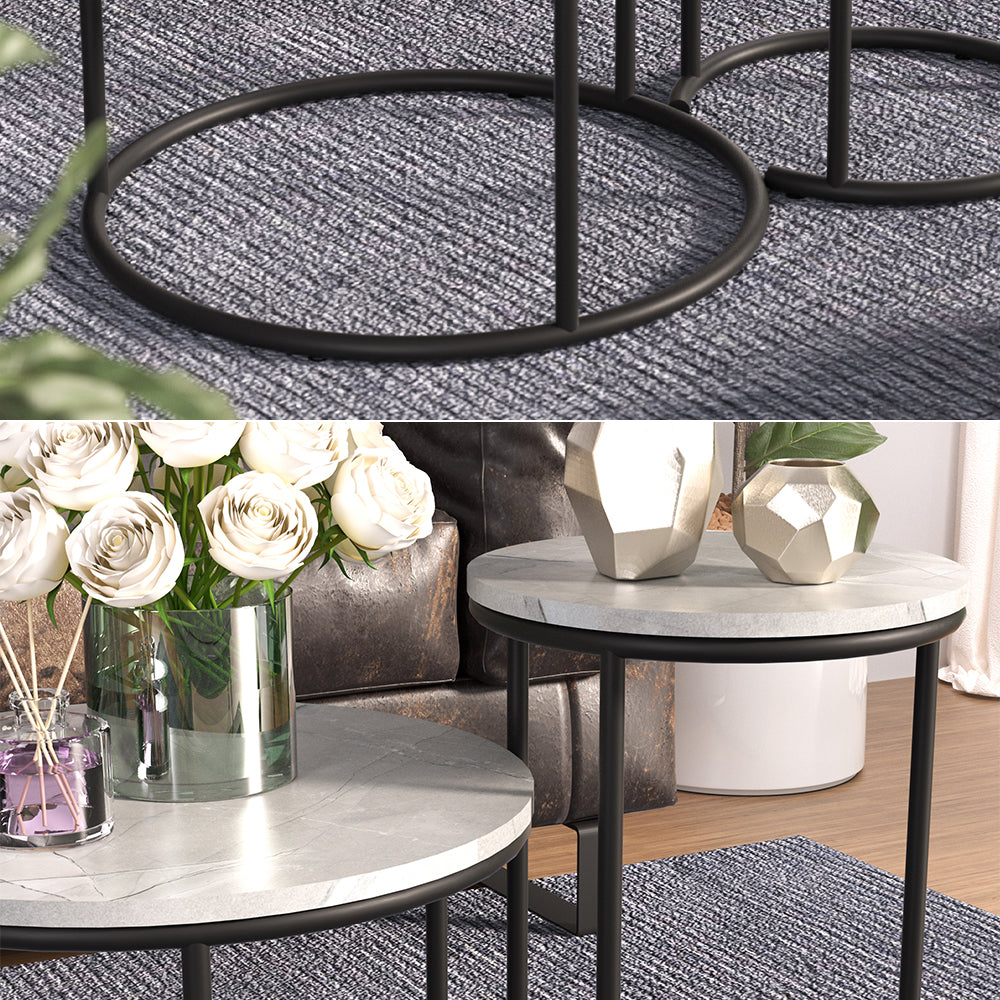 Vicco Set di tavolini da salotto Marmo bianco 55 x 55 cm 2 parti