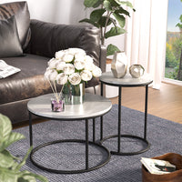 Vicco Set di tavolini da salotto Marmo bianco 55 x 55 cm 2 parti