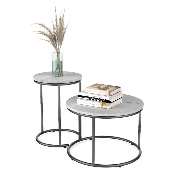 Vicco Set di tavolini da salotto Marmo bianco 55 x 55 cm 2 parti