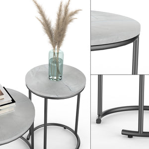 Vicco Set di tavolini da salotto Marmo bianco 55 x 55 cm 2 parti