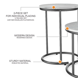 Vicco Set di tavolini da salotto Marmo bianco 55 x 55 cm 2 parti