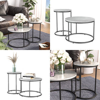 Vicco Set di tavolini da salotto Marmo bianco 55 x 55 cm 2 parti