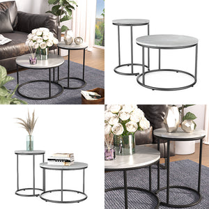 Vicco Set di tavolini da salotto Marmo bianco 55 x 55 cm 2 parti