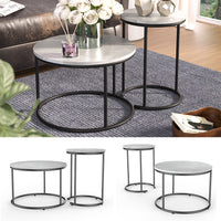 Vicco Set di tavolini da salotto Marmo bianco 55 x 55 cm 2 parti