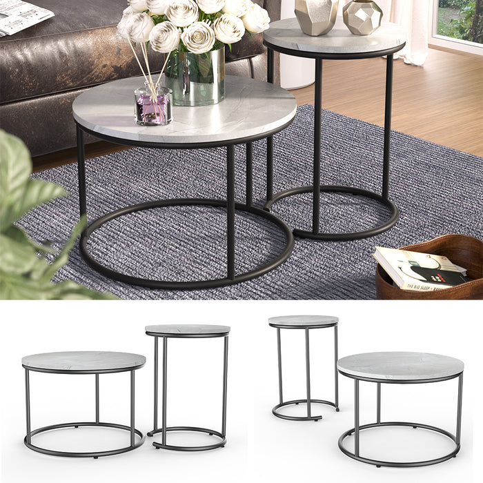 Vicco Set di tavolini da salotto Marmo bianco 55 x 55 cm 2 parti