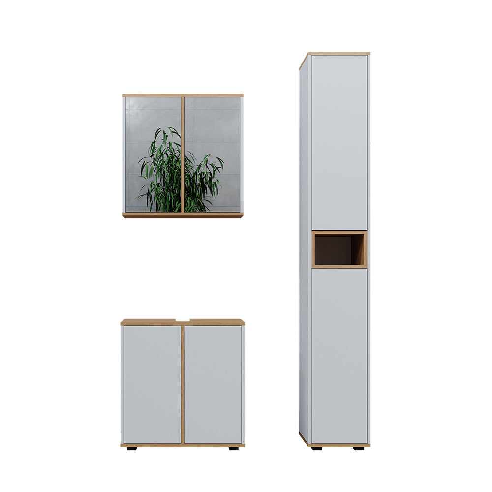 Vicco Set mobili bagno Bianco/Artisan 3 parti con colonna