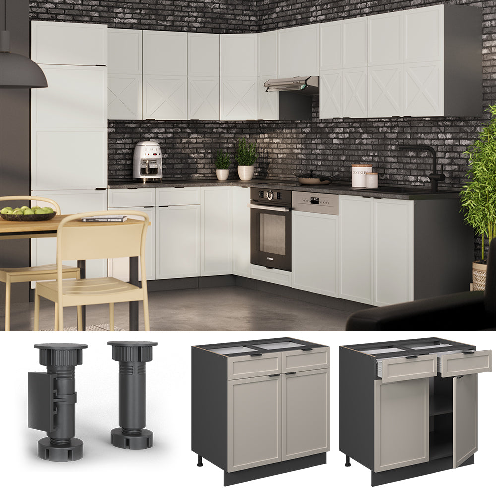 Vicco Mobiletto base per cucina GrigioBeige 80 cm , PL Rovere