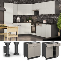 Vicco Mobiletto base per cucina GrigioBeige 80 cm , PL Rovere