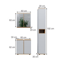 Vicco Set mobili bagno Bianco/Artisan 3 parti con colonna