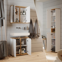 Vicco Set mobili bagno Bianco/Artisan 3 parti con colonna