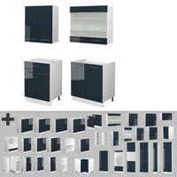 Vicco Cucina singola Blu scuro lucido/bianco 140 cm senza piano di lavoro