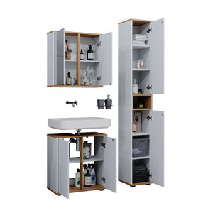 Vicco Set mobili bagno Bianco/Artisan 3 parti con colonna