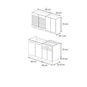 Vicco Mobili da cucina  Blu scuro lucido/bianco 140 cm , PL Marmo