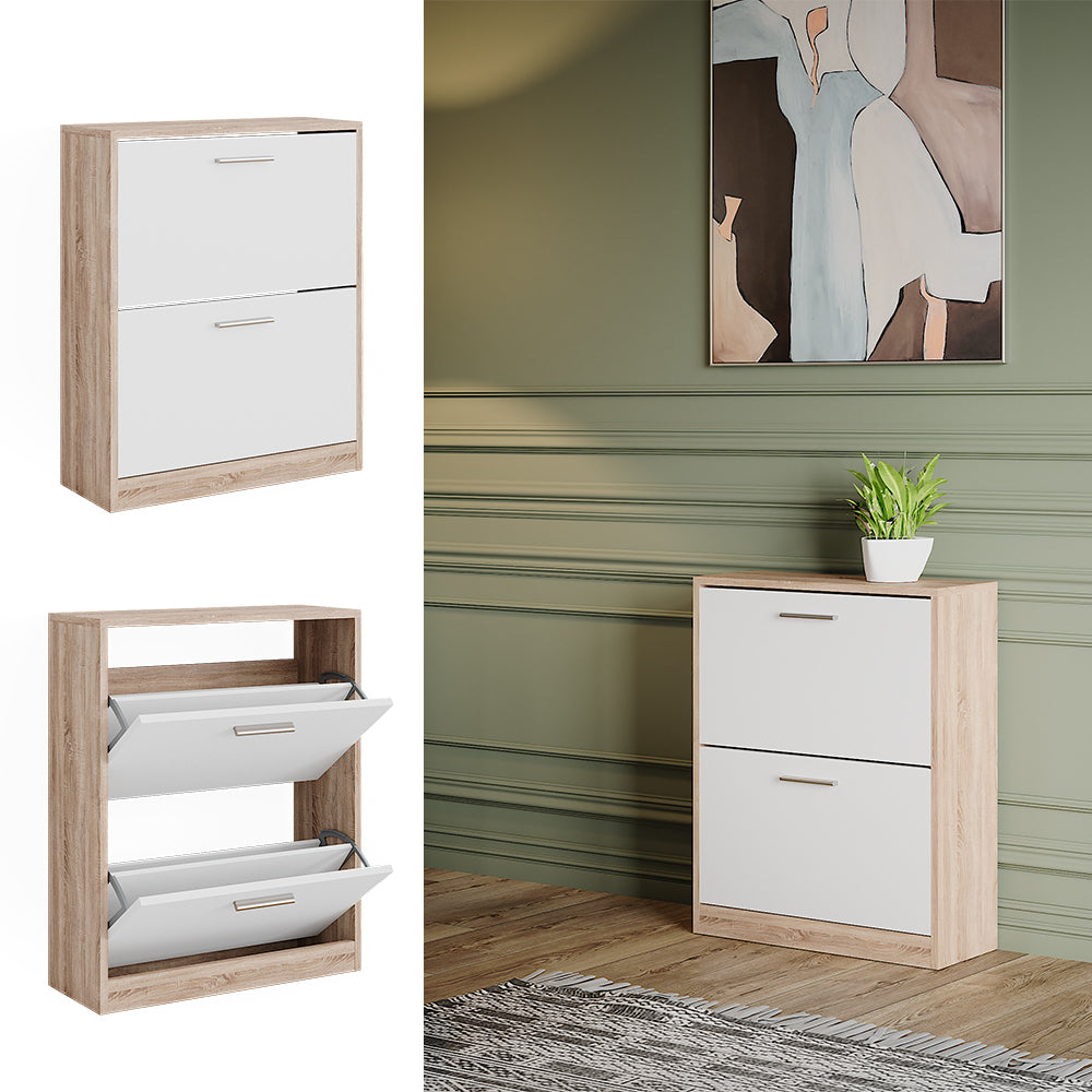 Vicco Mobile porta scarpe Bianco/Sonoma 59 x 72.5 cm 2 scomparti