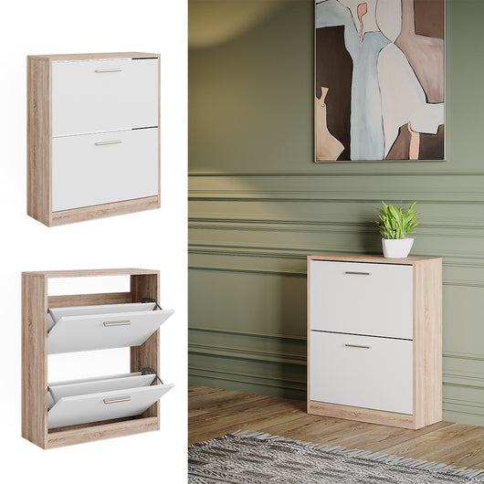 Vicco Mobile porta scarpe Bianco/Sonoma 59 x 72.5 cm 2 scomparti