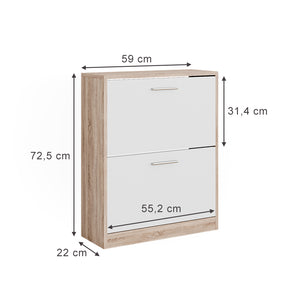 Vicco Mobile porta scarpe Bianco/Sonoma 59 x 72.5 cm 2 scomparti