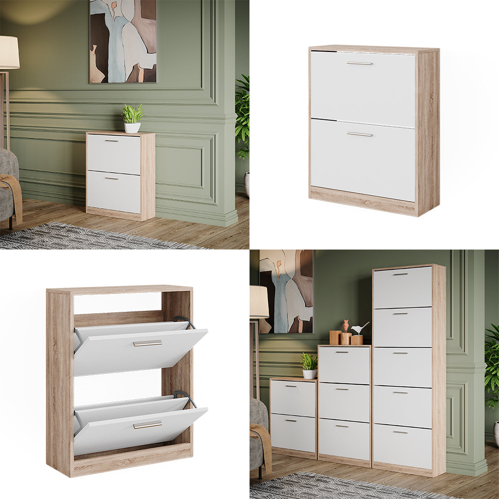 Vicco Mobile porta scarpe Bianco/Sonoma 59 x 72.5 cm 2 scomparti