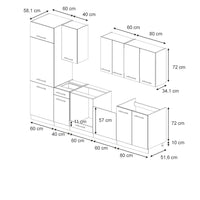 Vicco Cucina componibile Pannello in rovere/antracite 300 cm senza piano di lavoro