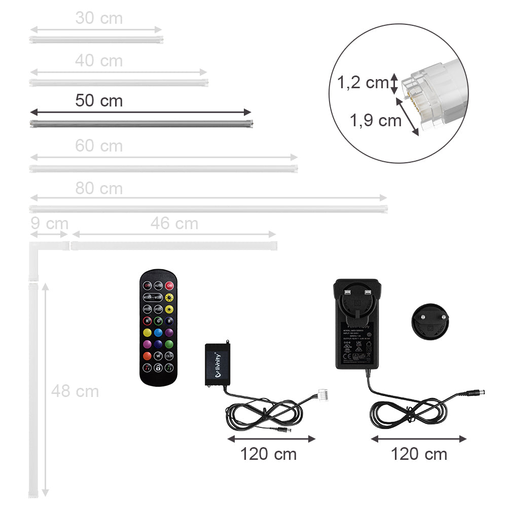 Vicco Striscia LED Bianco 50 cm con starter pack