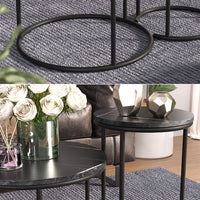 Vicco Tavolino da divano Marmo nero 55 x 55 cm 2 parti