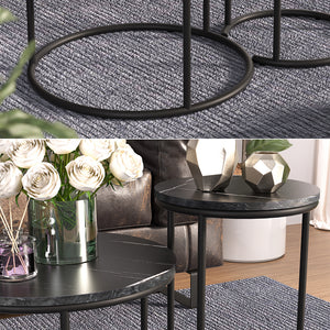 Vicco Tavolino da divano Marmo nero 55 x 55 cm 2 parti