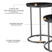 Vicco Tavolino da divano Marmo nero 55 x 55 cm 2 parti