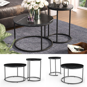 Vicco Tavolino da divano Marmo nero 55 x 55 cm 2 parti