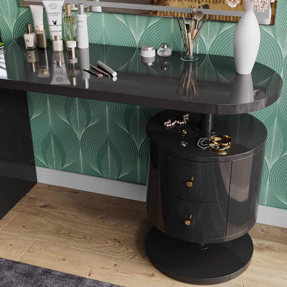 Vicco Tavolo da toeletta Nero lucido 120 cm con specchio a LED