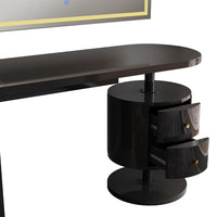 Vicco Tavolo da toeletta Nero lucido 120 cm con specchio a LED