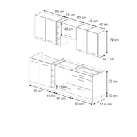 Vicco Cucina componibile Pannello di quercia/bianco 235 cm senza piano di lavoro