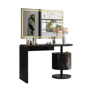 Vicco Tavolo da toeletta Nero lucido 120 cm con specchio a LED