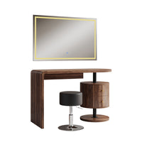 Vicco Tavolo da toilette Rovere rustico 120 cm con specchio LED e sgabello