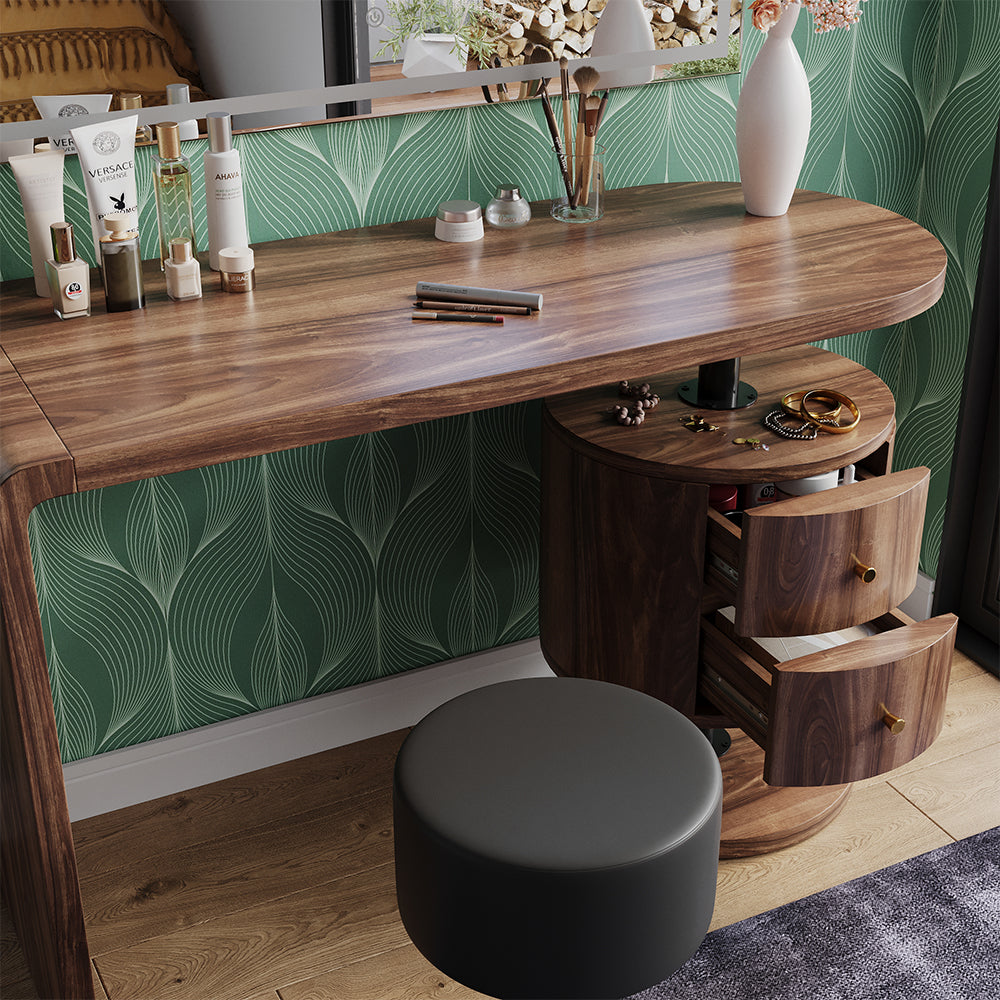 Vicco Tavolo da toilette Rovere rustico 120 cm con specchio LED e sgabello