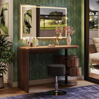 Vicco Tavolo da toilette Rovere rustico 120 cm con specchio LED e sgabello