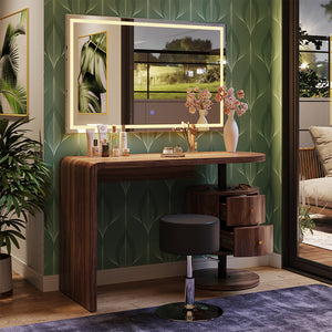 Vicco Tavolo da toilette Rovere rustico 120 cm con specchio LED e sgabello