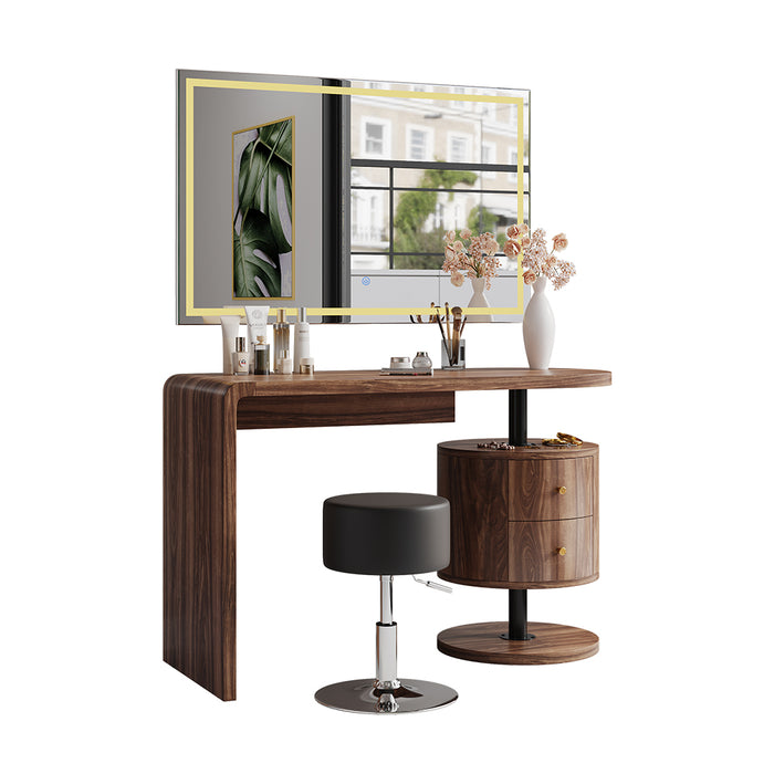 Vicco Tavolo da toilette Rovere rustico 120 cm con specchio LED e sgabello