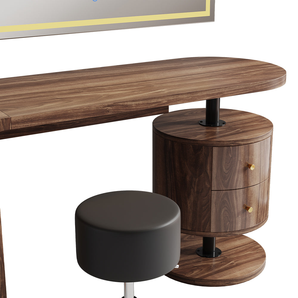 Vicco Tavolo da toilette Rovere rustico 120 cm con specchio LED e sgabello