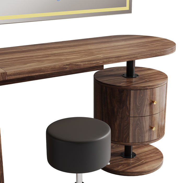 Vicco Tavolo da toilette Rovere rustico 120 cm con specchio LED e sgabello