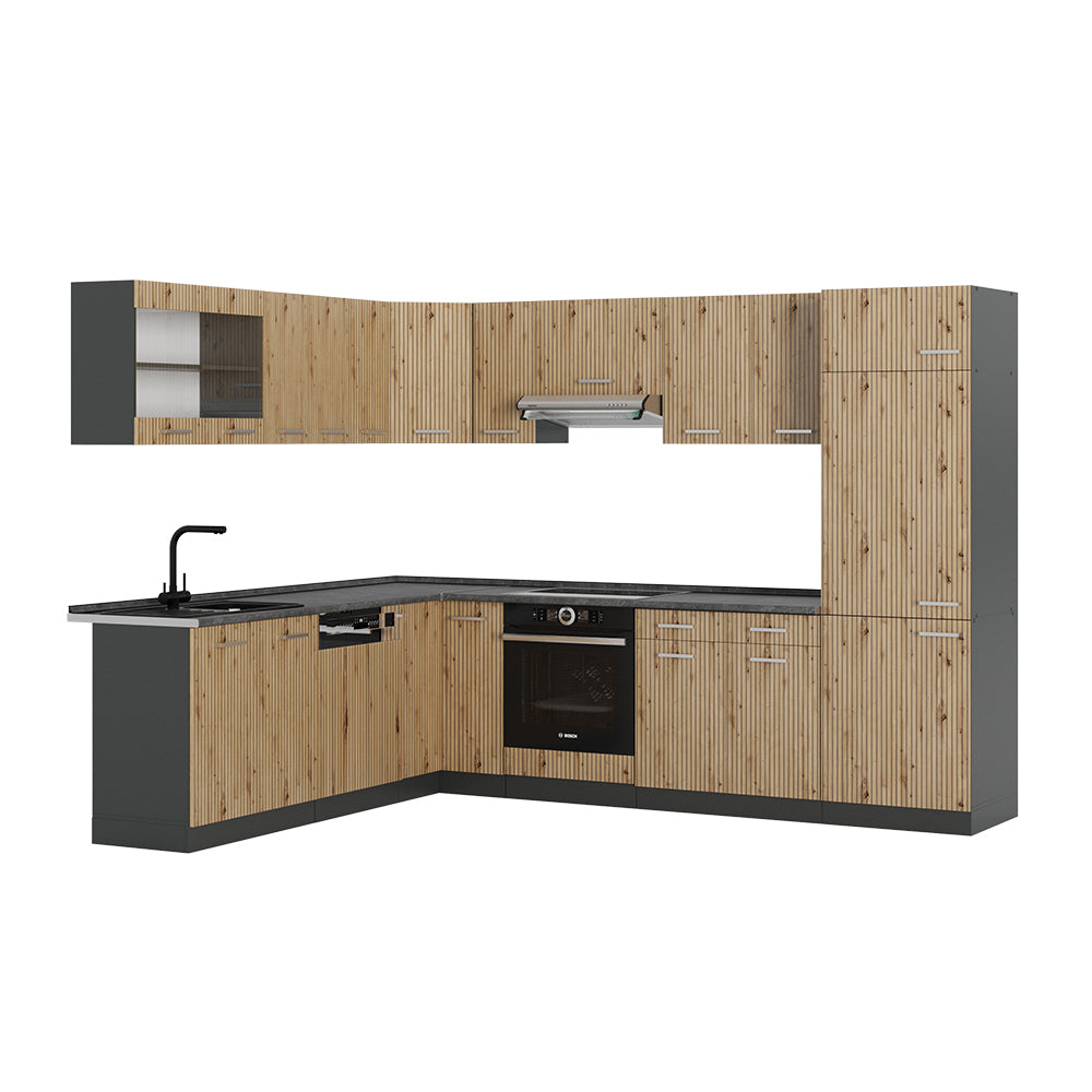 Vicco Cucina angolare completa Rovere artigianale/antracite 227 x 287 cm , PL Antracite